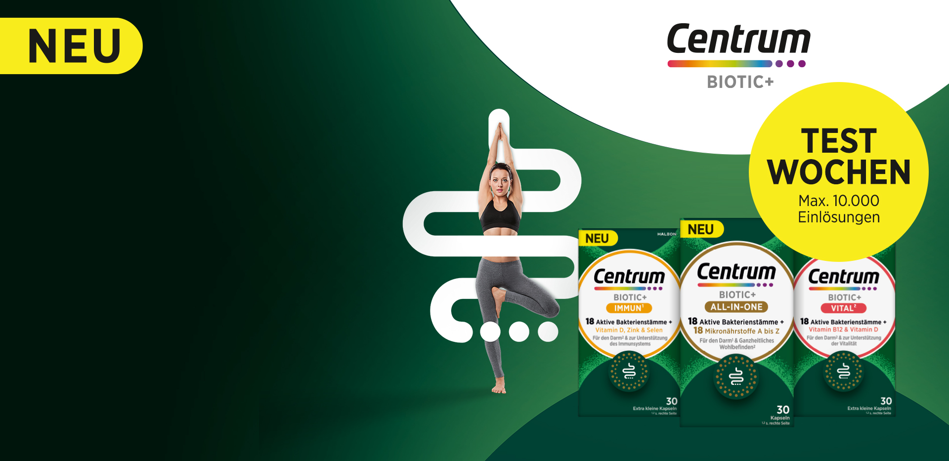 Aktionsheader mit zwei Produkten von Sensodyne MultiCare & ein Störer mit der Innenschrift „1 + 1 Gratis!“